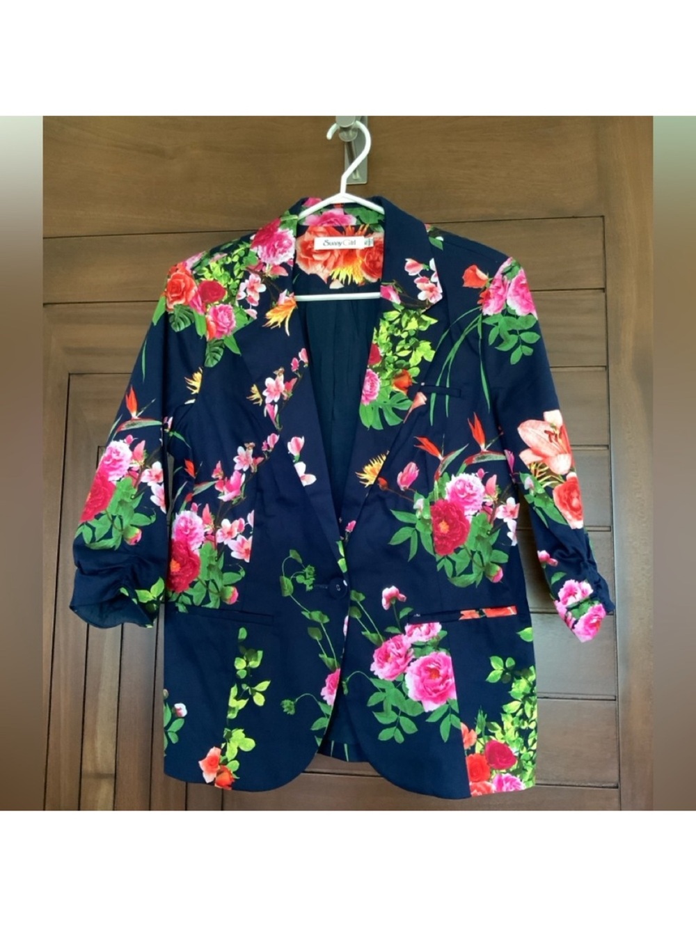 SUNNY GIRL Blazer, Navy & Floral Print, NWOT, Size L - Picture 2 of 5
